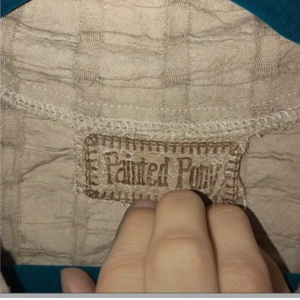 Painted Pony Vintage Beige/Tan Texture Cropped Cotton Jacket Small